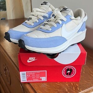 Nike Waffle Debut Light Blue and Cream Waffle Sneakers, never worn